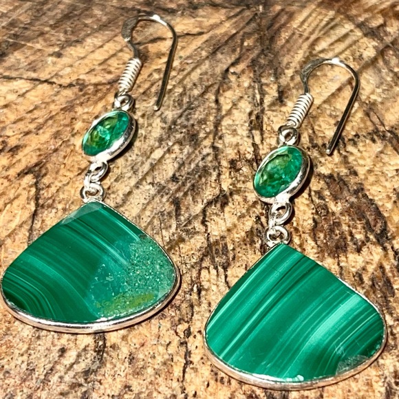 Green Malachite Earrings 2” - Picture 10 of 11